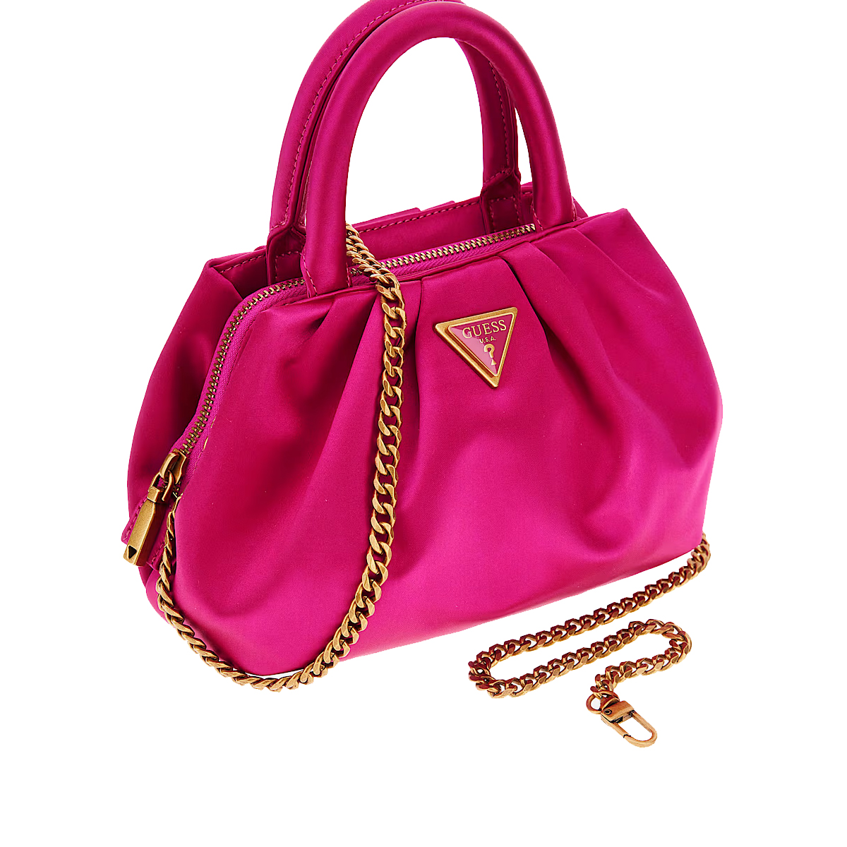 Guess Mini Borsa a mano Tori in satin Fuchsia - 3