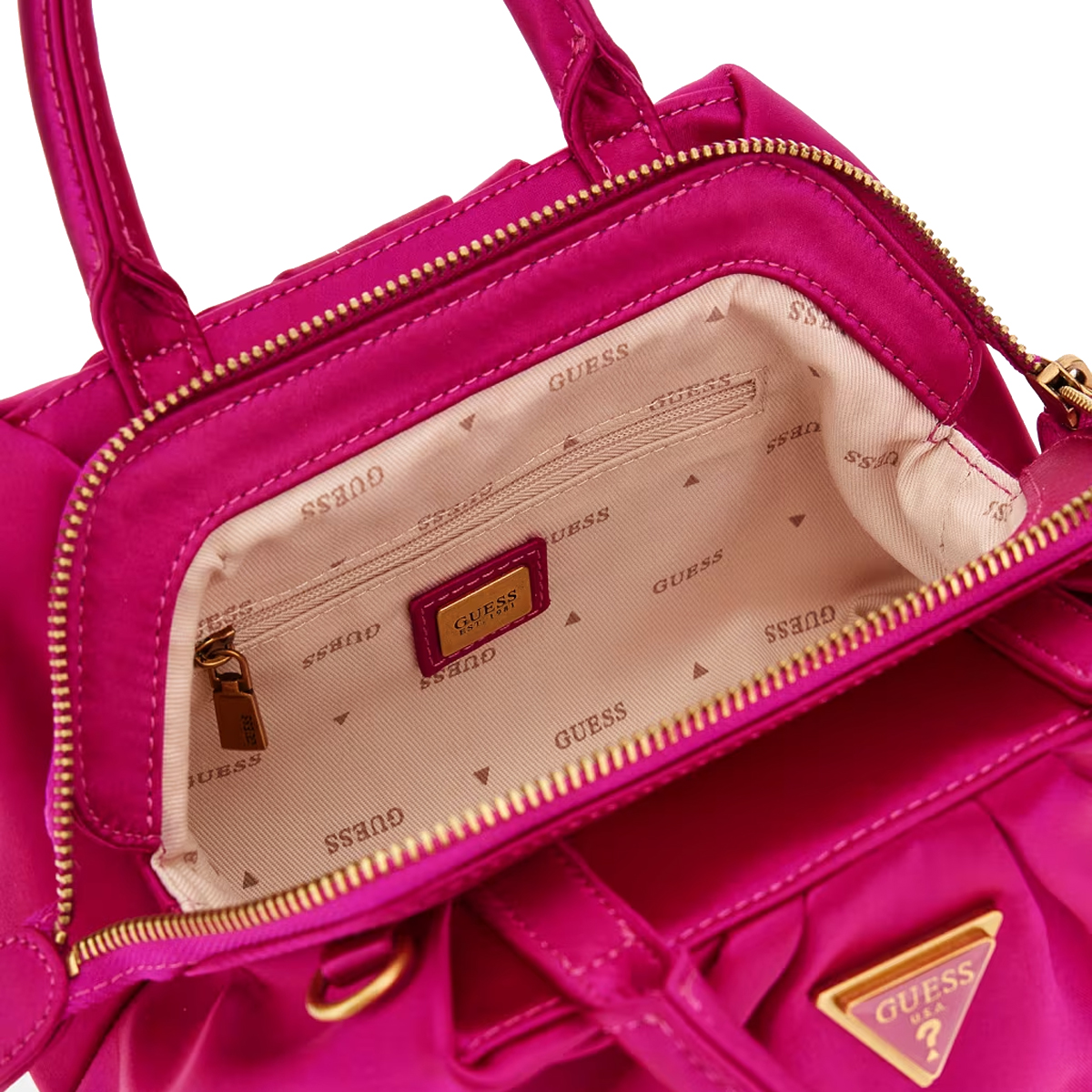 Guess Mini Borsa a mano Tori in satin Fuchsia - 4