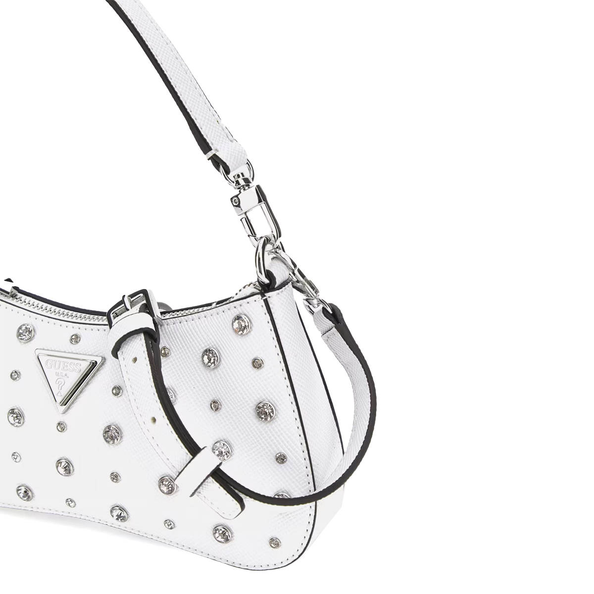 Guess Mini Borsa a spalla Liona con strass White - 3