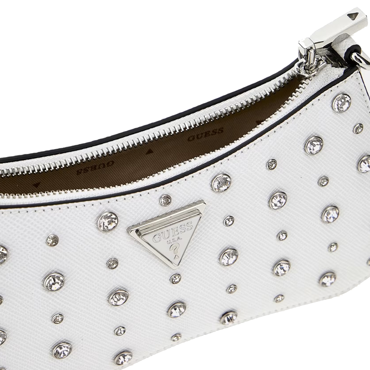 Guess Mini Borsa a spalla Liona con strass White - 4