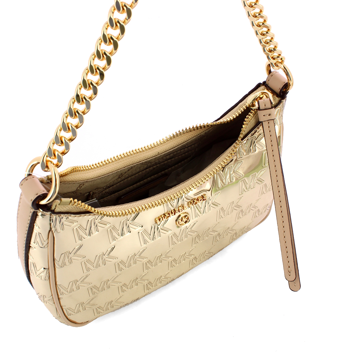 Michael Kors Borsa a spalla Jet Set Charm Small in vernice Pale Gold - 4