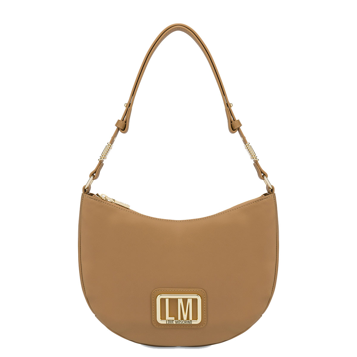 Love Moschino Borsa a tracolla in Nylon LM Plaque Beige - 1