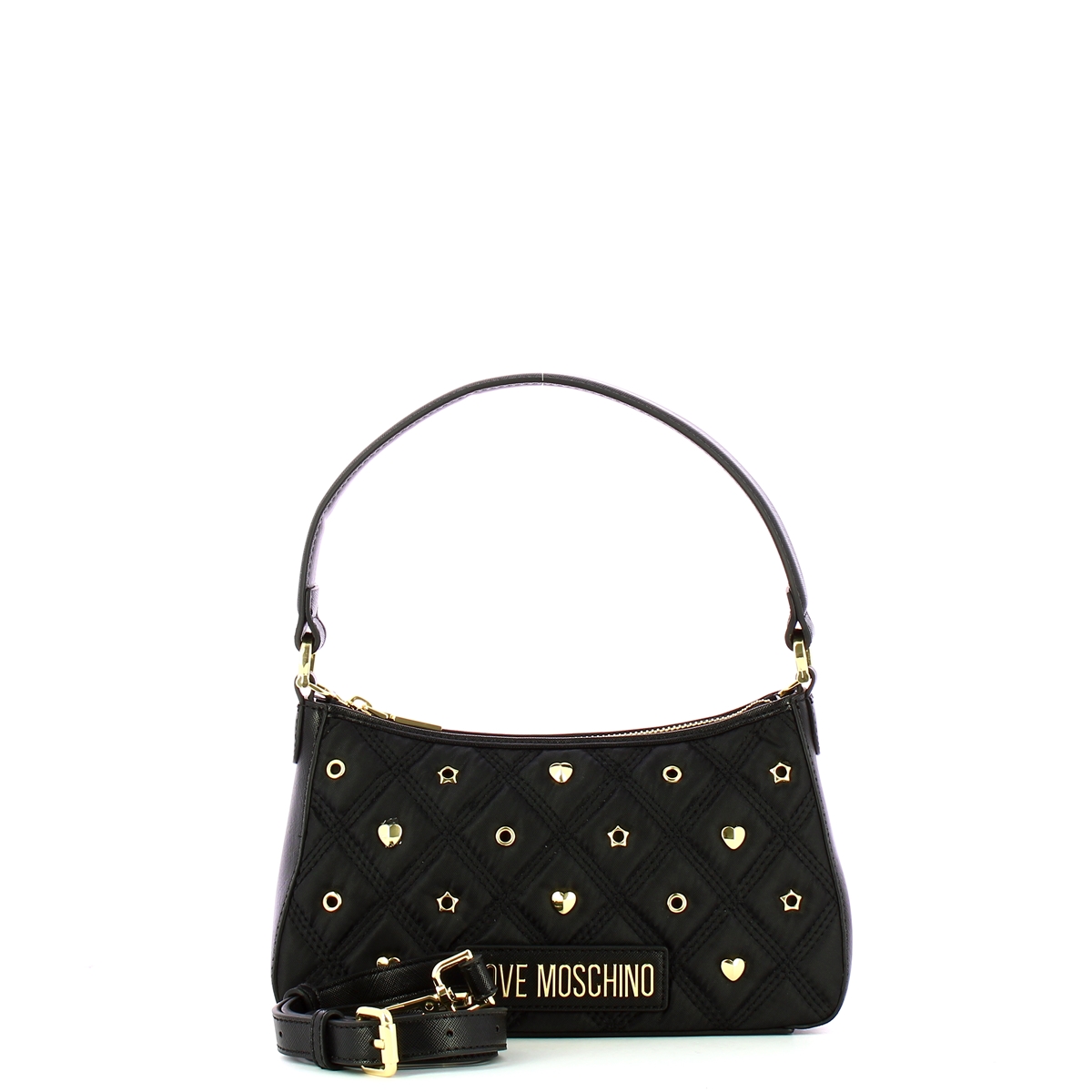 Love Moschino Borsa a mano in nylon con borchie Nero - 4