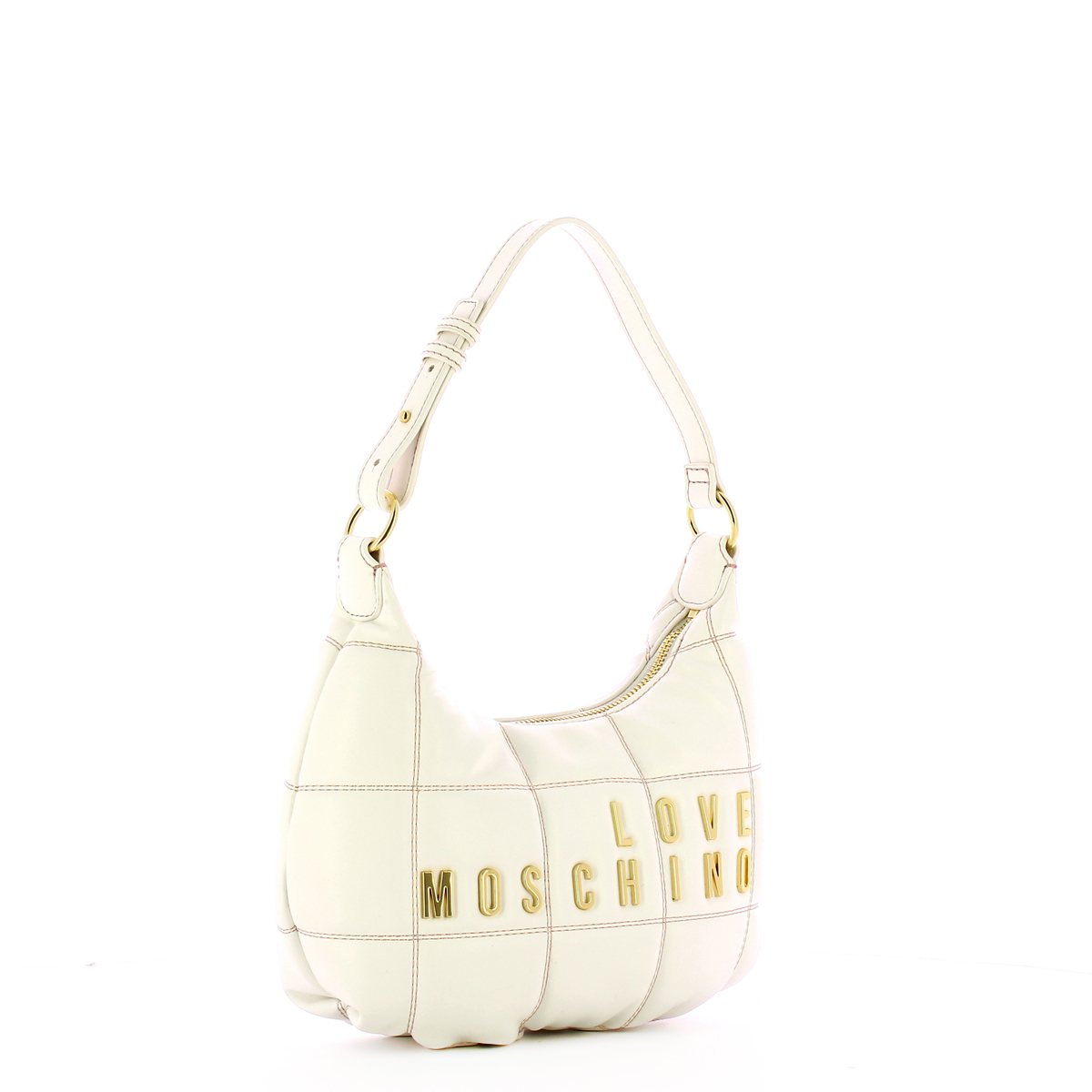 Love Moschino Hobo Bag Small Embroidery Quilt Bianco - 2