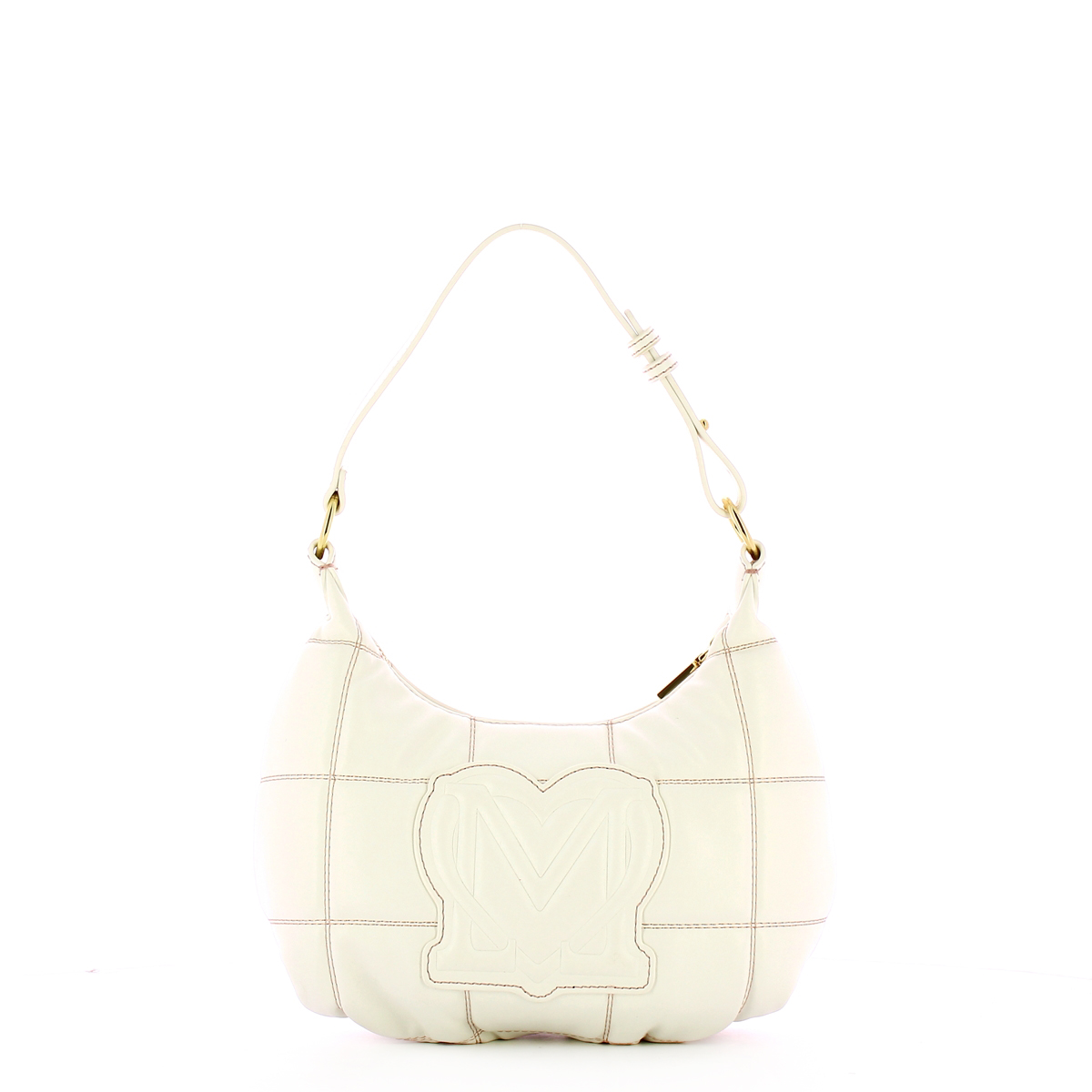 Love Moschino Hobo Bag Small Embroidery Quilt Bianco - 3