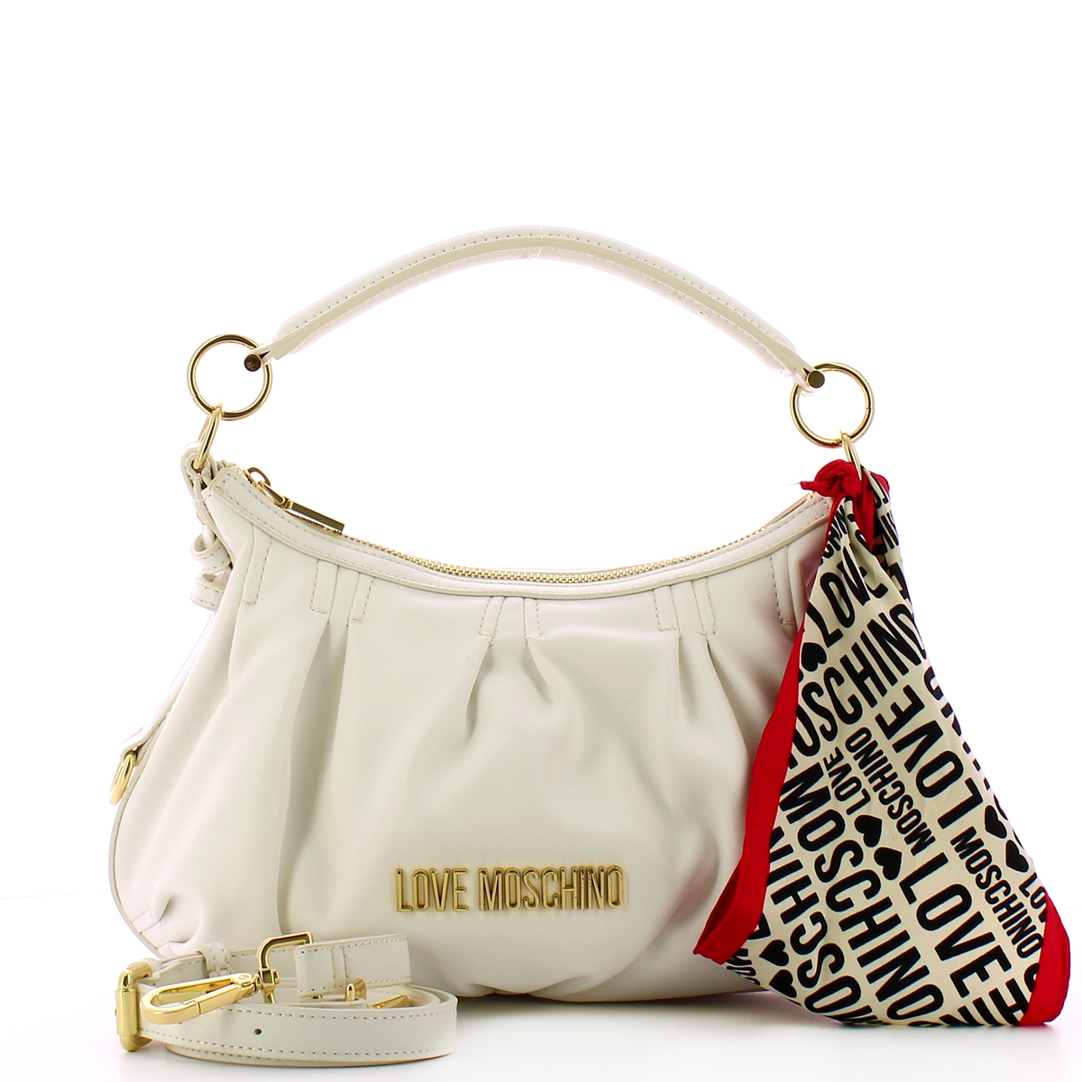 Love Moschino Borsa a mano con foulard City Bag Bianco - 4