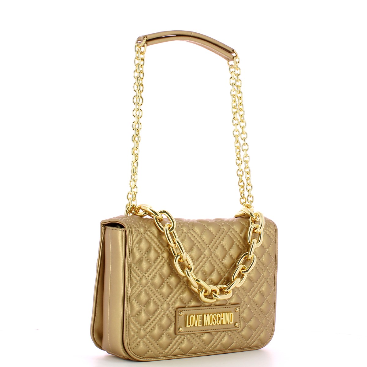 Love Moschino Borsa a spalla con catena Shiny Quilted Oro - 2