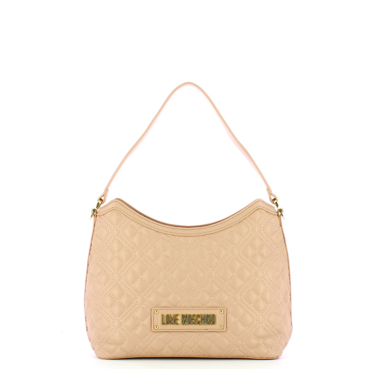 Love Moschino Borsa a spalla con catena Shiny Quilted Nude - 1