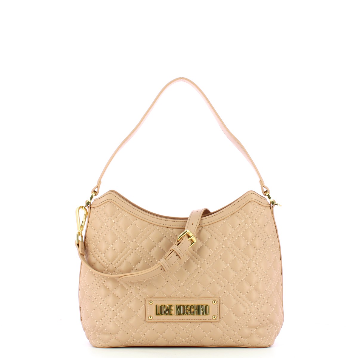 Love Moschino Borsa a spalla con catena Shiny Quilted Nude - 4