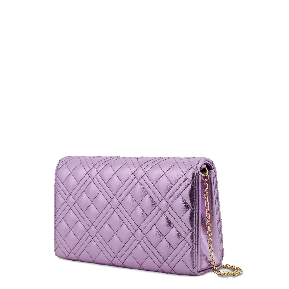 Love Moschino Clutch Smart Shiny Quilted Lavanda Laminato - 2