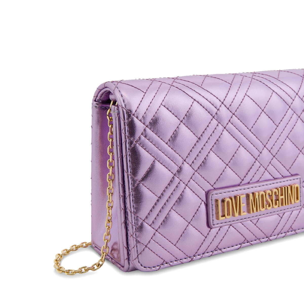 Love Moschino Clutch Smart Shiny Quilted Lavanda Laminato - 3