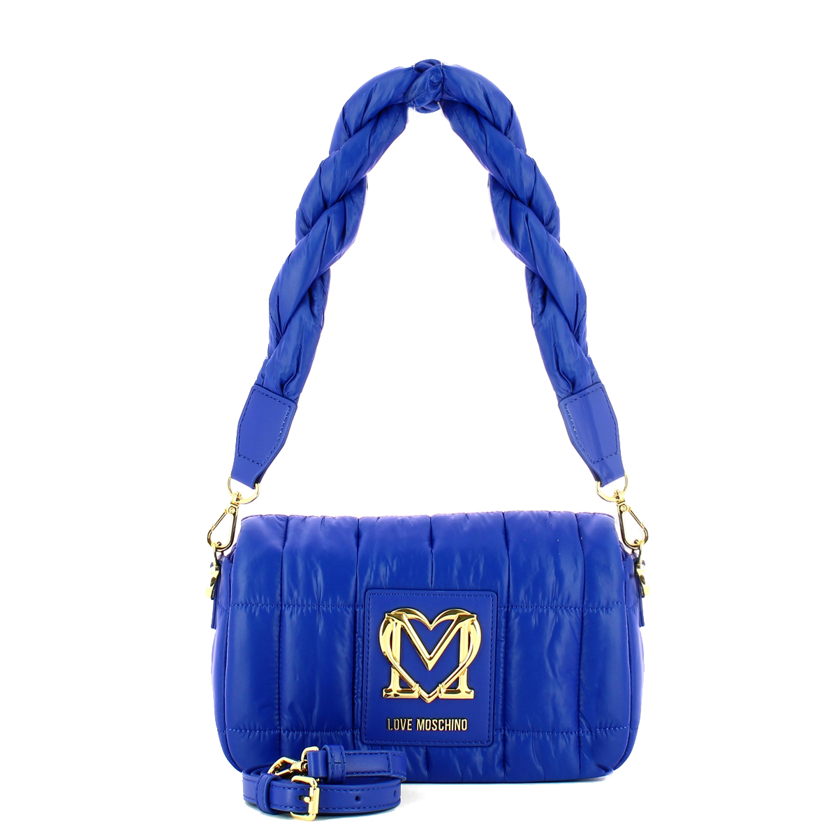 Love Moschino Borsa a spalla Thin Air in nylon trapuntato Blu Oceano - 4