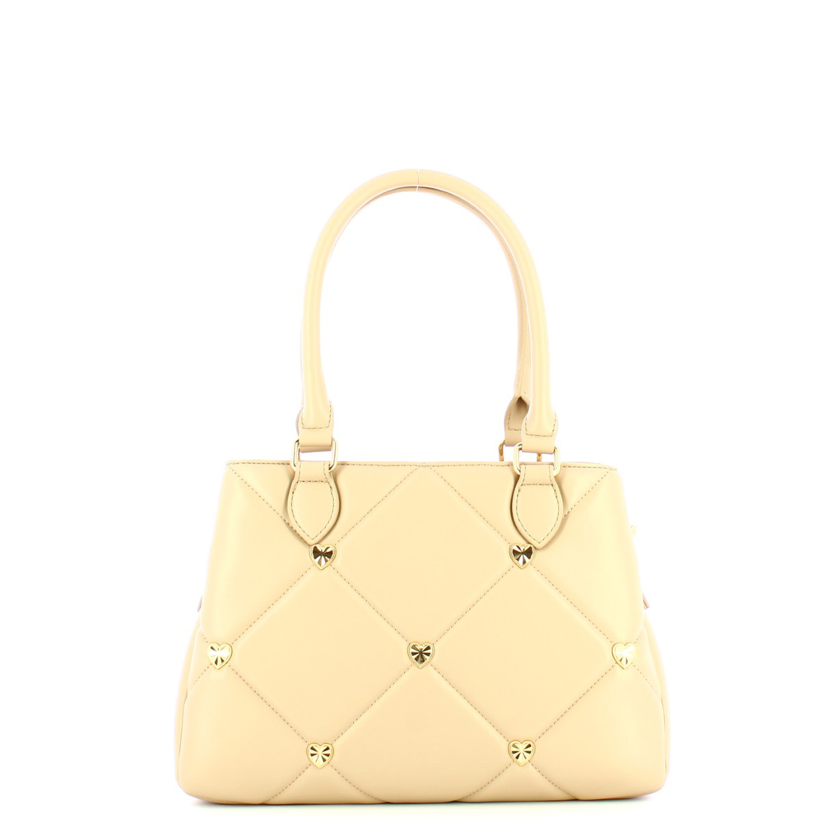 Love Moschino Borsa a mano trapuntata Jewel Heart Crema Studs Oro - 3