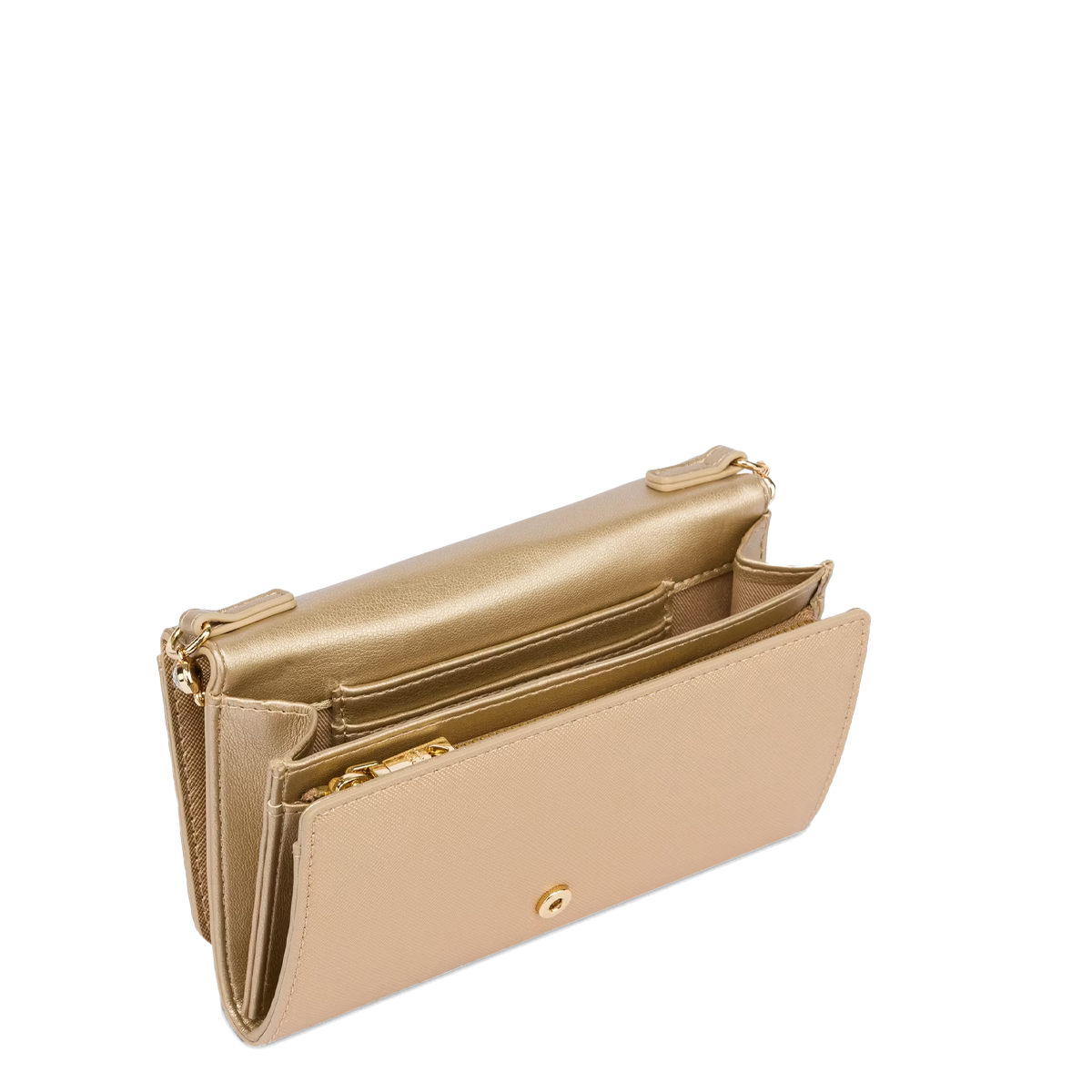 Love Moschino Clutch Portafoglio con tracolla con strass Oro Laminato - 4