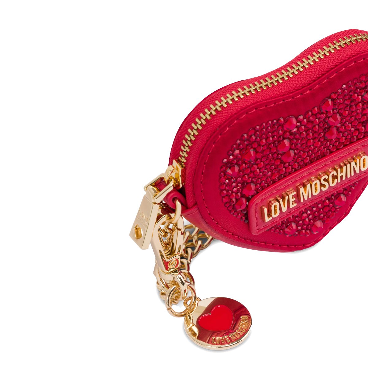 Love Moschino Bustina Portachiavi Cuore con strass Rosso - 3