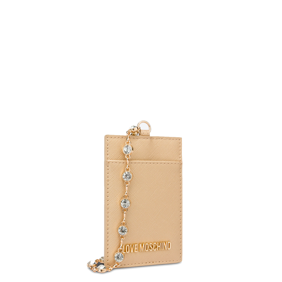 Love Moschino Porta Carte di credito con tracolla con strass Oro Laminato - 2