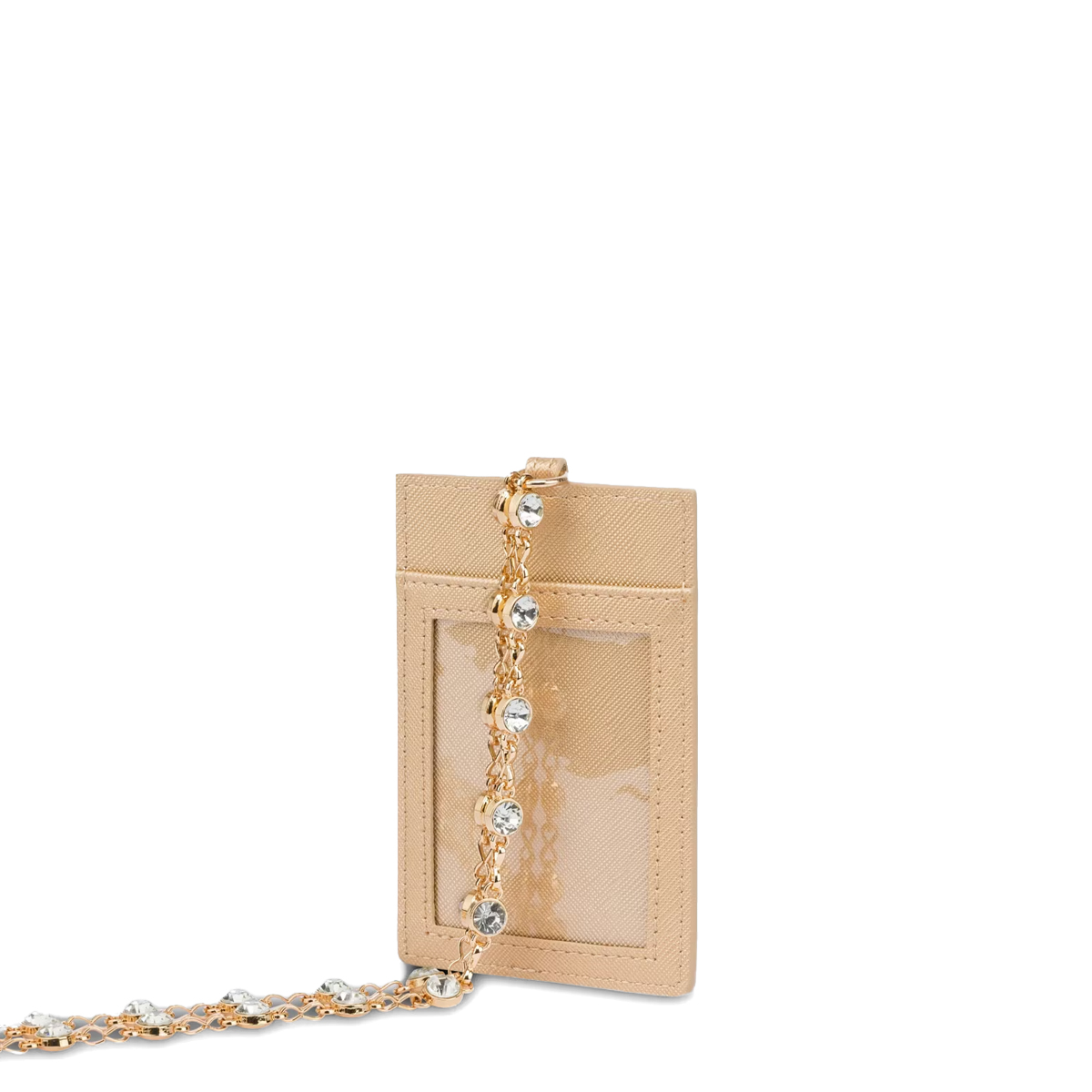 Love Moschino Porta Carte di credito con tracolla con strass Oro Laminato - 3