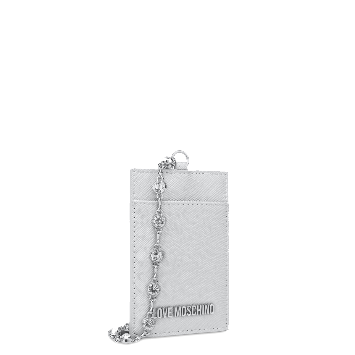 Love Moschino Porta Carte di credito con tracolla con strass Argento Laminato - 2