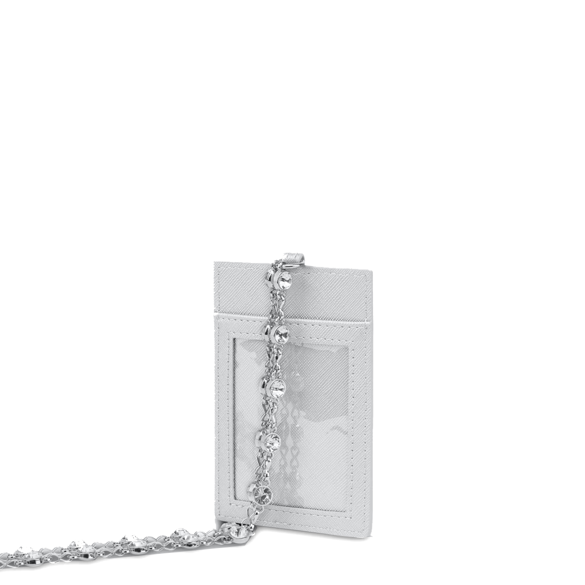 Love Moschino Porta Carte di credito con tracolla con strass Argento Laminato - 3