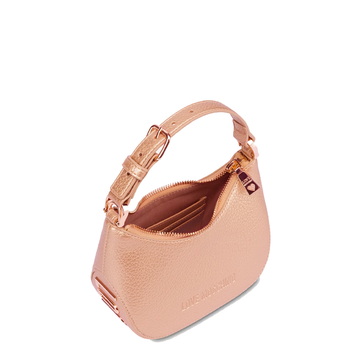 Love Moschino Hobo Bag Small Eco-Friendly Giant Logo Rose Gold - 4