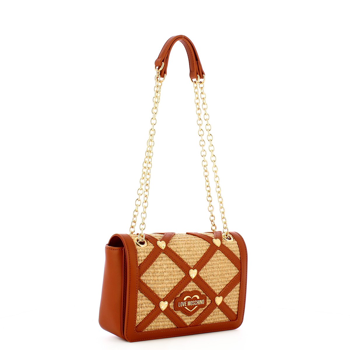 Love Moschino Borsa a spalla in raffia Naturale Cuoio Oro - 2