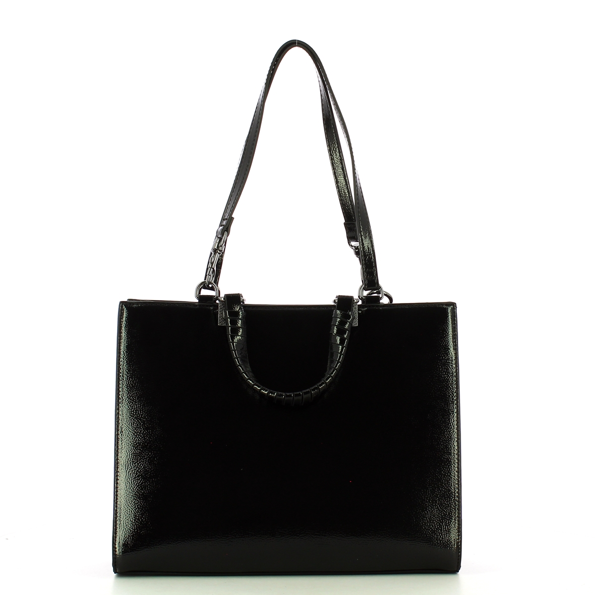 Manila Grace Borsa a spalla Minerva Small in vernice Nero - 3