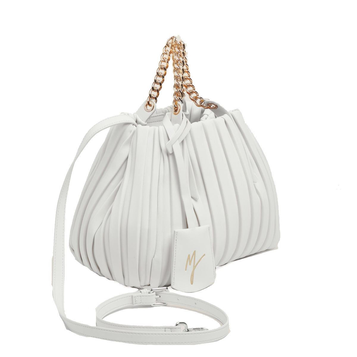 Manila Grace Borsa a spalla Jasmine Plissè Medium Bianco - 2