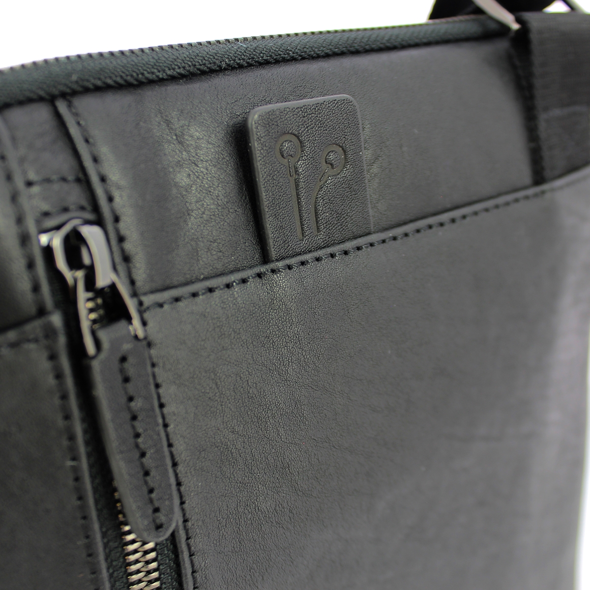 Leather Organised crossbody Black Square