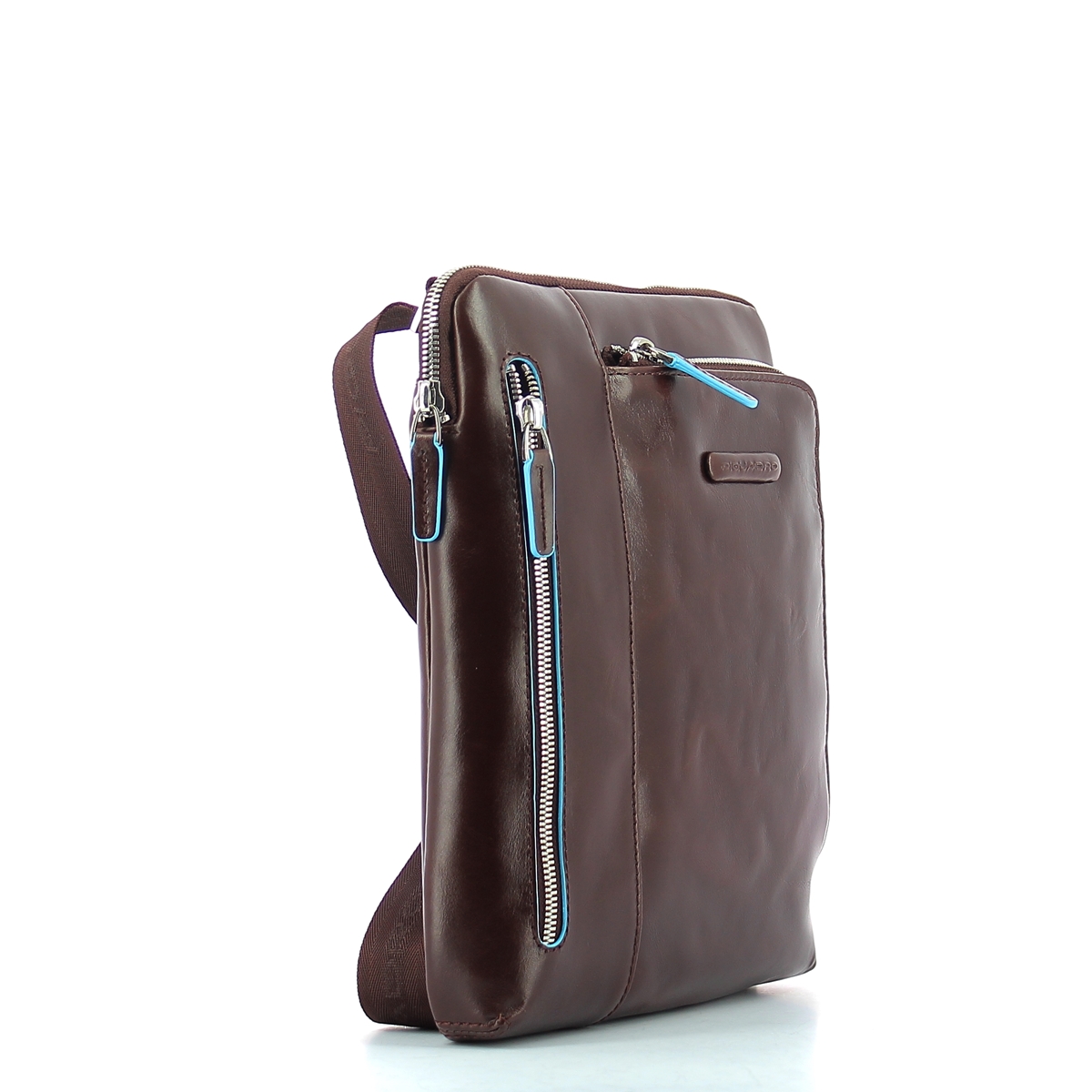 Leather Organised crossbody Blue Square-MOGANO-UN