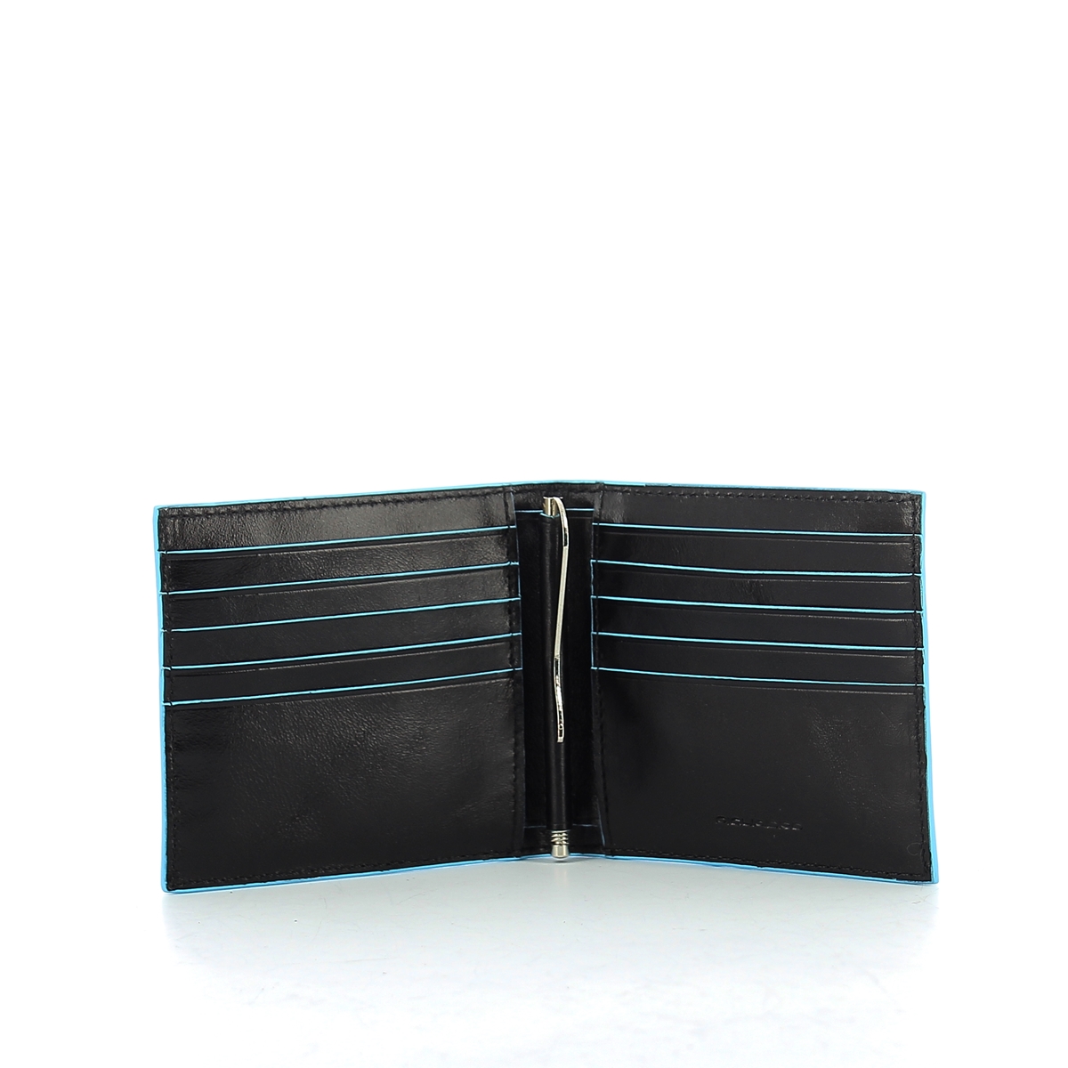 Men wallet w. money clip Blue Square-NERO-UN