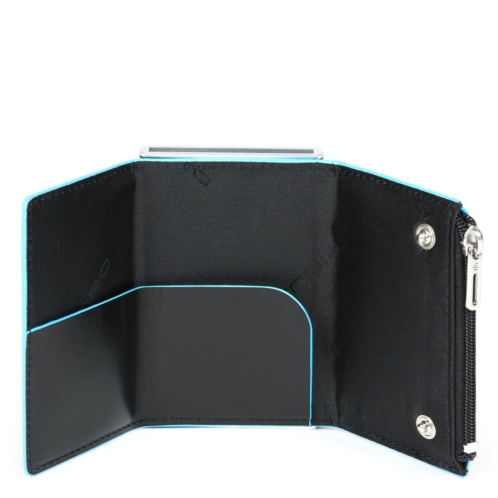 Piquadro Porta carte di credito con Sliding System con portamonete e banconote RFID Blue Square - 2