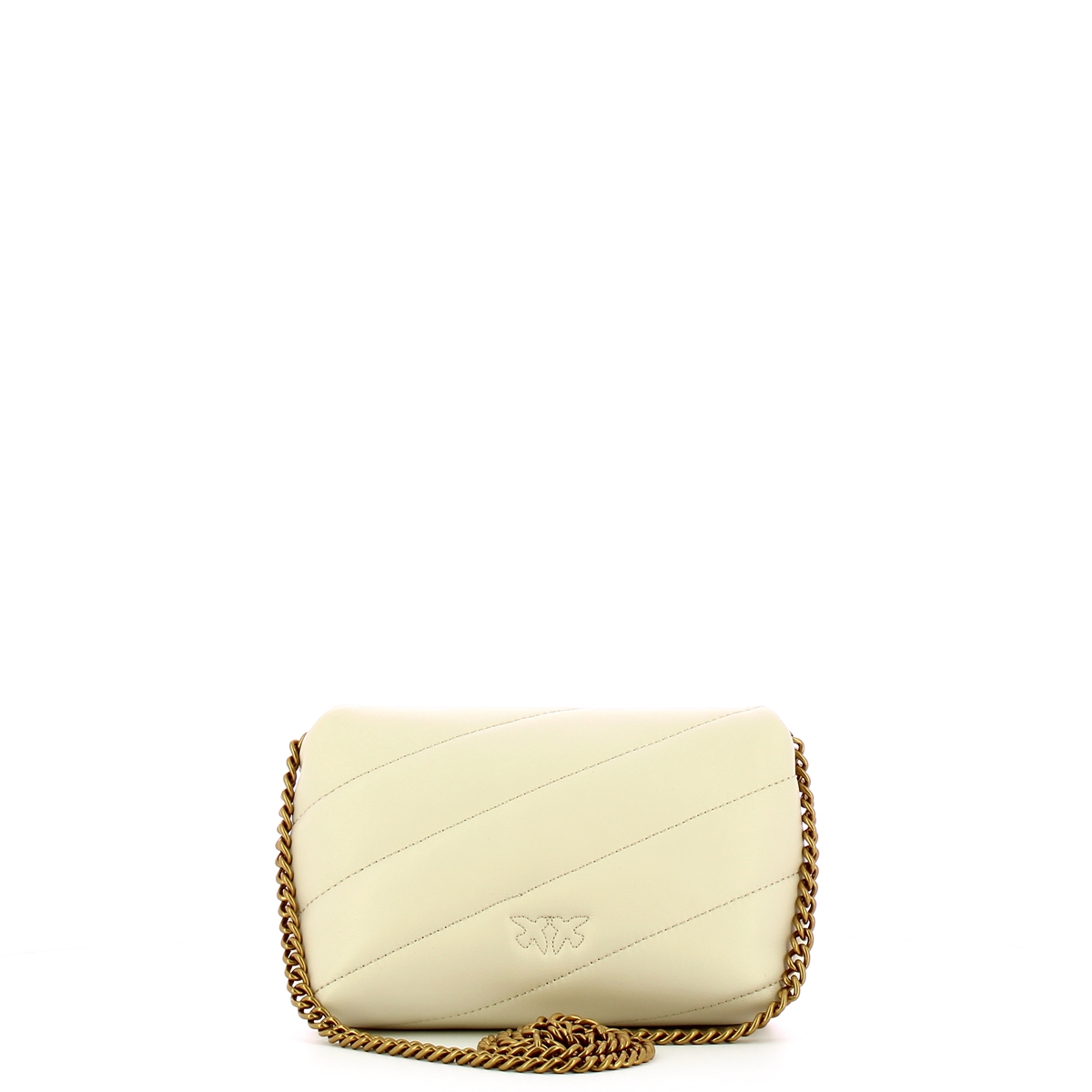 Pinko Mini Borsa a tracolla Love Puff Bianco Seta Antique Gold - 3