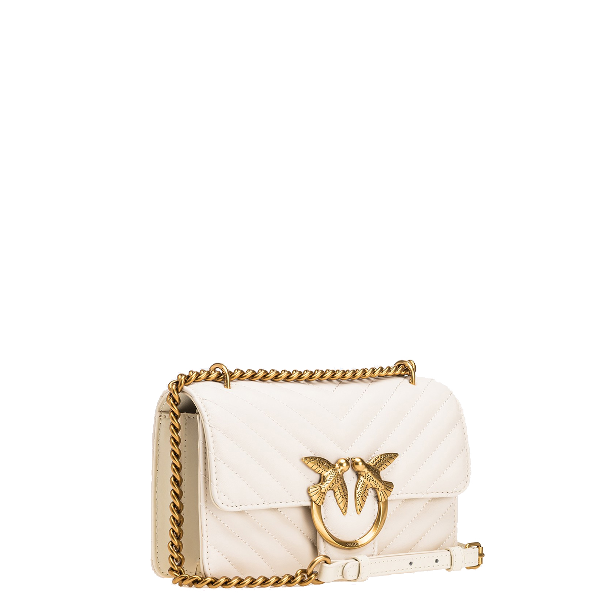 Pinko Mini Borsa a tracolla Love One Bianco Seta Antique Gold - 2