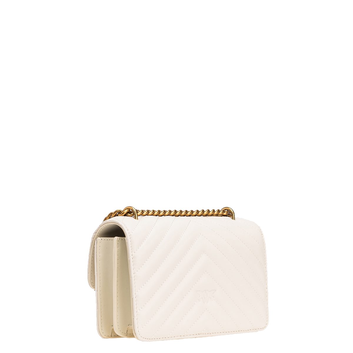 Pinko Mini Borsa a tracolla Love One Bianco Seta Antique Gold - 3