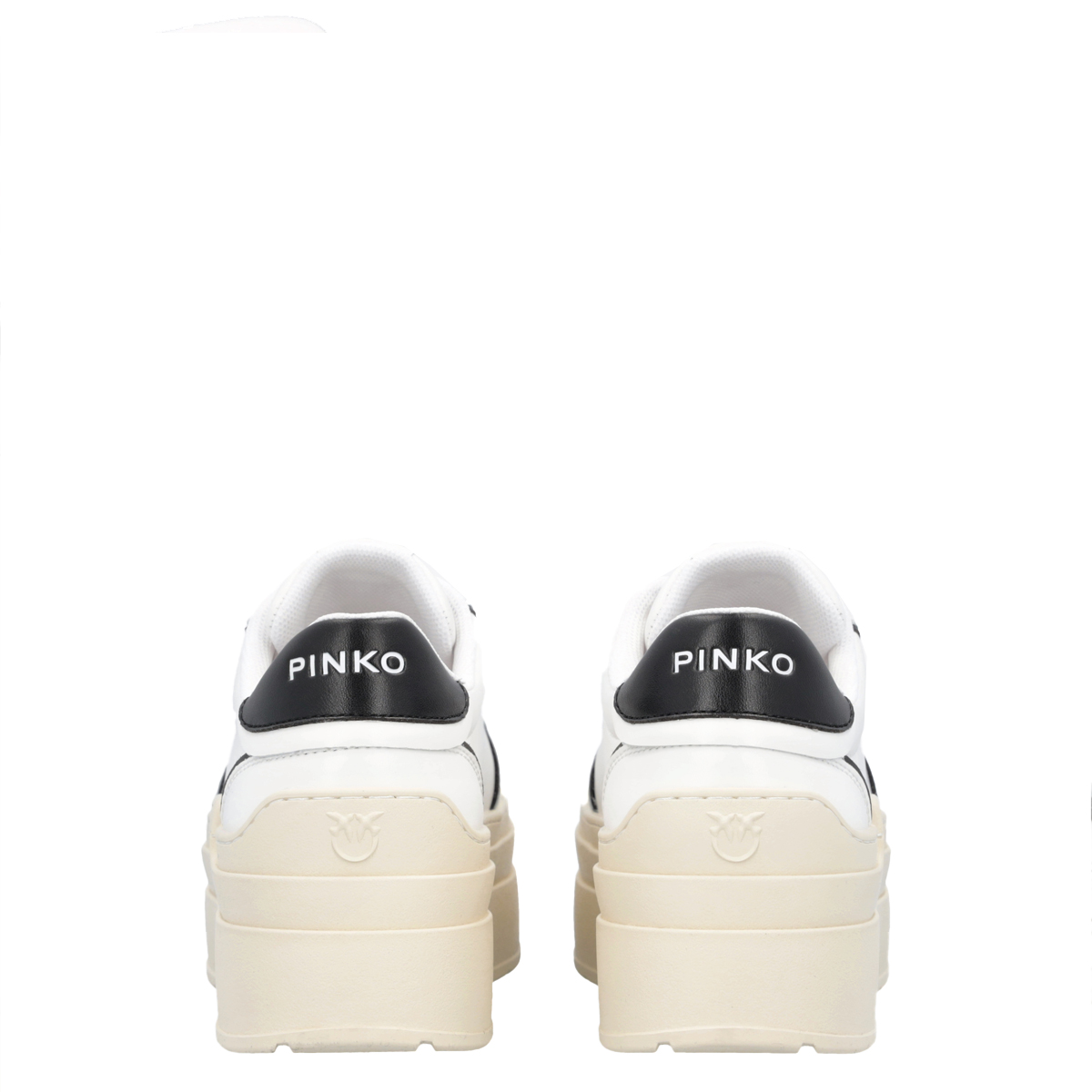 Pinko Sneakers Platform Greta in pelle Bianco Nero - 4