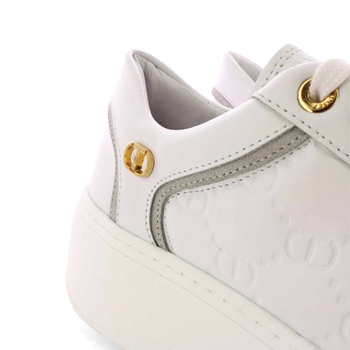 Twin Set Sneakers in pelle con lavorazione embossed Bianco Ottico - 4