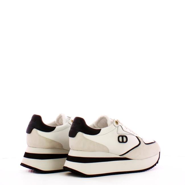 Sneakers wedge in pelle Bianco Ottico Nero