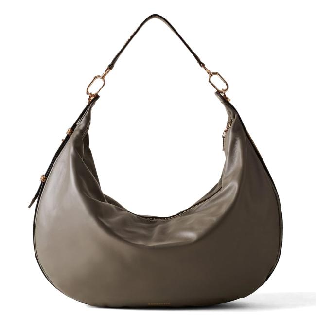 Borbonese Hobo Bag Oyster Large Clay Grey OP Naturale - 3