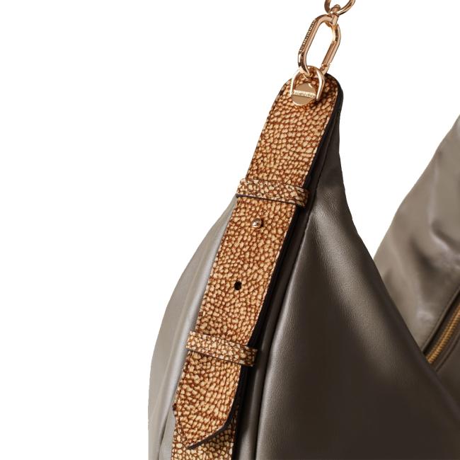 Borbonese Hobo Bag Oyster Large Clay Grey OP Naturale - 4