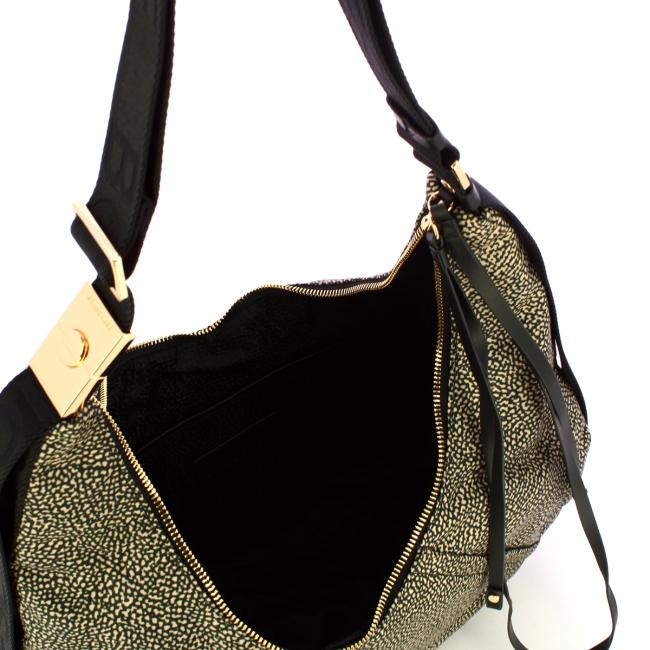 Borbonese Borsa Hobo Medium OP Naturale Nero - 4
