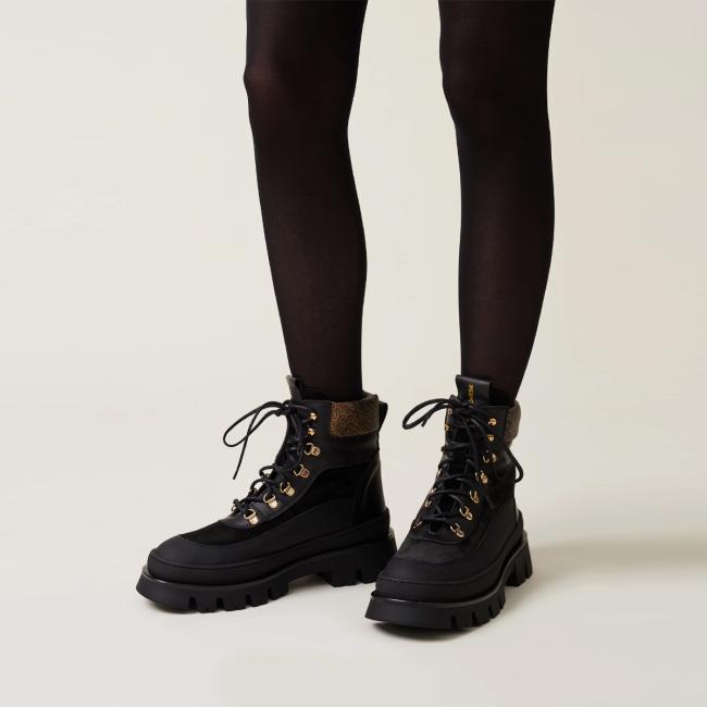 Borbonese Combat Boot Pedula Nero OP Naturale - 2