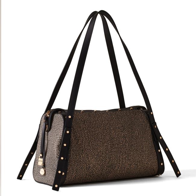 Borbonese Bauletto Metropole Medium OP Naturale Nero - 2