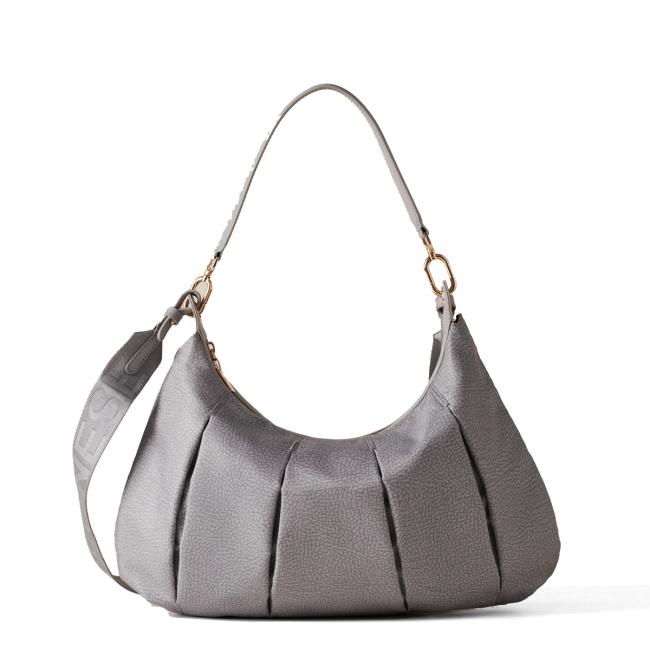 Borbonese Hobo Bag Croissant Medium Cloud - 1