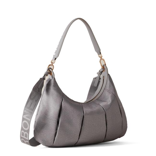 Borbonese Hobo Bag Croissant Medium Cloud - 2