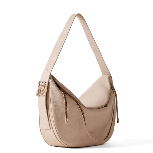 Borbonese Hobo Bag Nueve Medium in pelle Porridge - 2