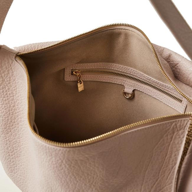Borbonese Hobo Bag Nueve Medium in pelle Porridge - 4
