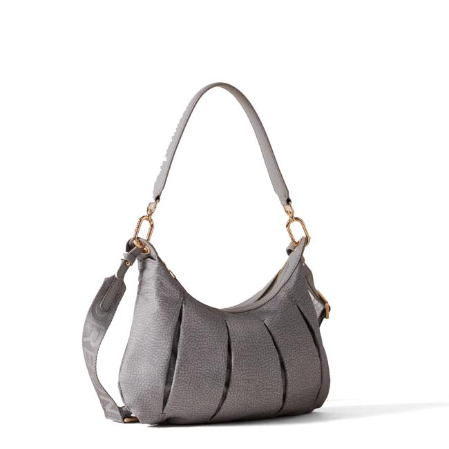 Borbonese Hobo Bag Croissant Small Cloud - 2