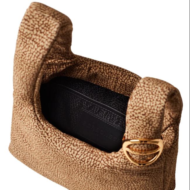 Borbonese Borsa a mano Twinnie Small in camoscio OP Naturale - 5