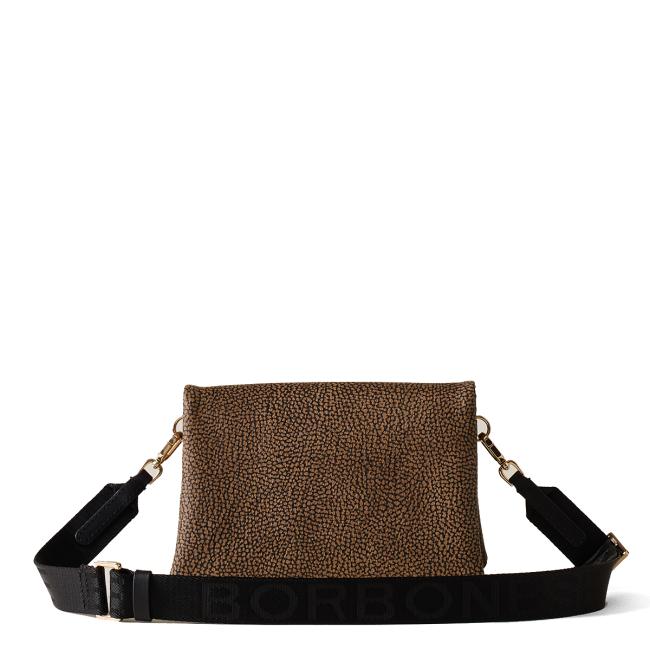 Borbonese Mini Borsa a tracolla in tela rivestita OP Naturale Nero - 3