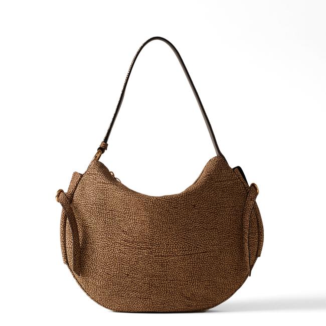 Borbonese Hobo Bag Bridle Medium OP Naturale - 1